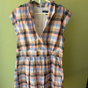 French Connection Plaid V-Neck Dress